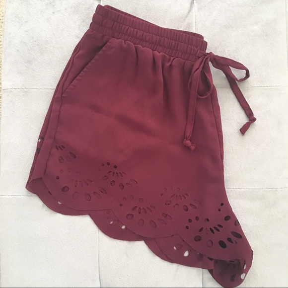 Brandy Melville Pants - Brandy Melville | Laser Cut Shorts Maroon